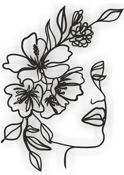 As Tasarım Yüz Modeli Ahşap Dekorasyon Duvar Süs Tablo 40X55 cm Siyah Renk