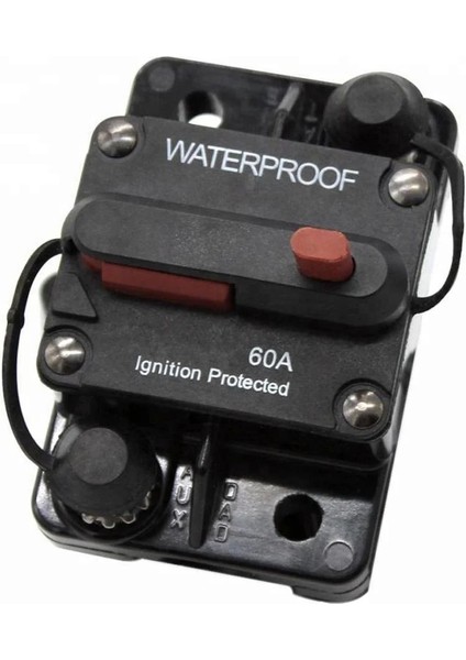 60 Amper Su Geçirmez Otomatik Sigorta (Devre Kesici) - Irgat, Trolling Motor ve Sanal Çapa Uyumlu (12V-72V Dc)