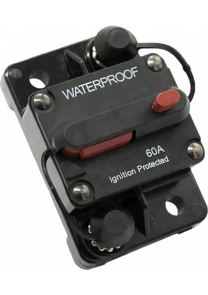 60 Amper Su Geçirmez Otomatik Sigorta (Devre Kesici) - Irgat, Trolling Motor ve Sanal Çapa Uyumlu (12V-72V Dc) modelleri