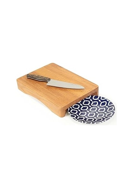 Kesme Tahtası/sunum Tahtası Tabak Bölmeli/yuvalı Gürgen Ağacı 35X23.7 cm