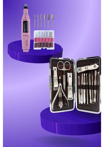 Elektrikli Manikür Pedikür Seti Ikili Set 12 Parça Tırnak Bakımı Törpü Prot - EG001S-4R6A0 indirimleri