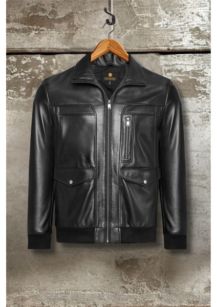 Duran Hakiki Deri Erkek Siyah Mont fırsatları