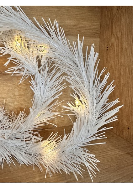 10M Beyaz Işıklı Çam Ağacı Süsü, Sarmal Yapraklı Dekorasyon Parçası fiyatları