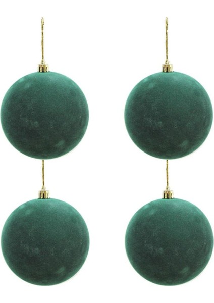 Yeşil Kadife Toplar, 8 Cm, 4'lü, Yılbaşı Süsü, Çam Ağacı Dekoru fiyatları