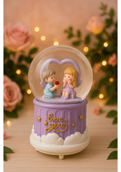 Mega Boy Sevgili Figürlü Işıklı Renkli 3D Cam Kar Küresi Müzikli Kar Efektli Püskürtmeli Hediyelik fırsatları