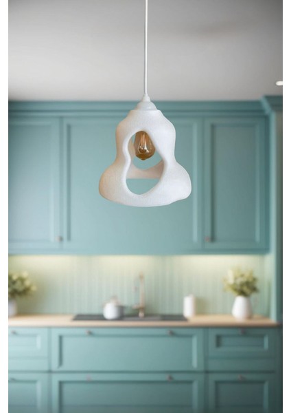 Rustik Iskandinav Serisi Beton Görünümlü Tekli Avize Sarkıt Çevre Dostu Avize Salon Mutfak