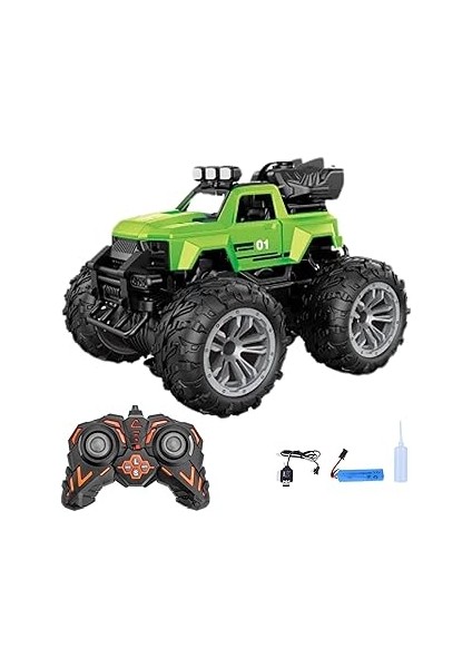 Oyuncak 4x4 Uzaktan Kumandalı Duman Atan 4 Çeker Motor Şarjlı Hız Vites Tuşlu Araba Buhar Atan Yüks