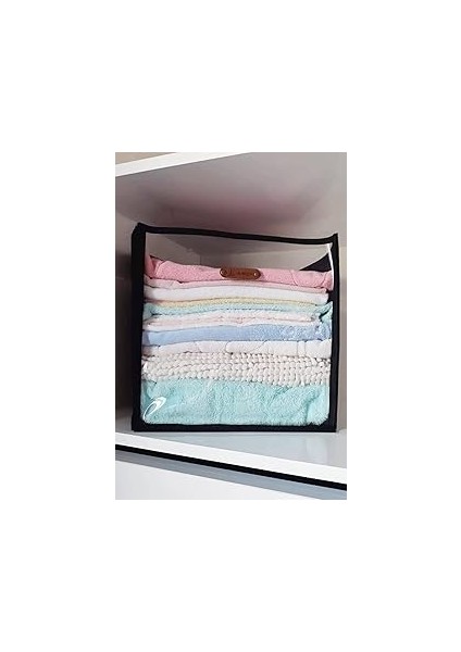 Dolap Içi Düzenleyici Kutu Siyah Büyük Boy Organizer Şeffaf Ön Yüzlü 32X32X32