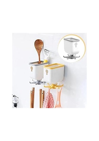 Güncelçarşı Yapışkanlık Pratik Mutfak Askılığı Organizatör ve Mutfak Düzenleyici Çok Amaçlı Döner A