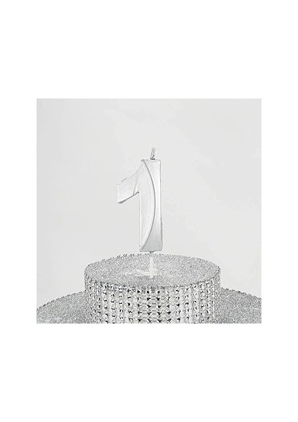 Parti̇ Vi̇tri̇ni̇ 1 Bir Rakamlı Gümüş Gri Mum 6.5 cm