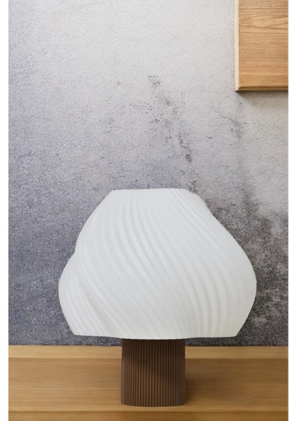 Modern Tasarım Abajur Masa Lambası Aydınlatma Aura Modern Komidin Kahve Beyaz