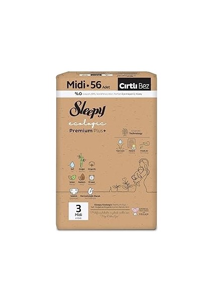 Sleepy Ecologic Efsane Paket Bebek Bezi 3 Numara Midi 224 Adet