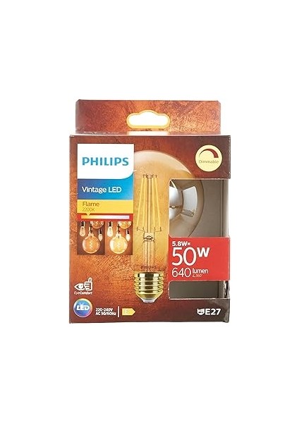 Ledcla 50W G95 E27 2200K Sarı Işık Dim Edilebilir Filament LED Ampul
