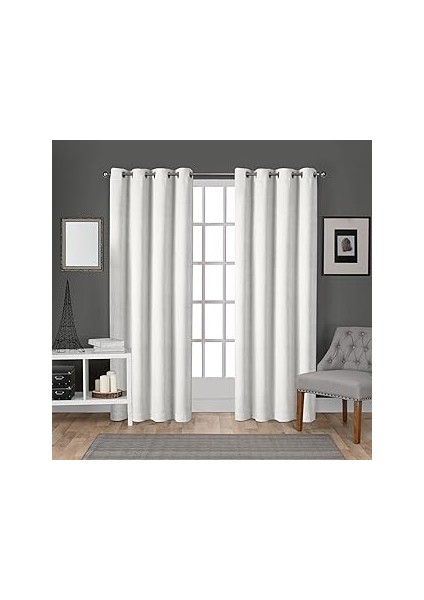 Exclusive Curtains Flächenvorhänge Mit Ösen, Paar, Polyester, Winter-Weiß, 54X108