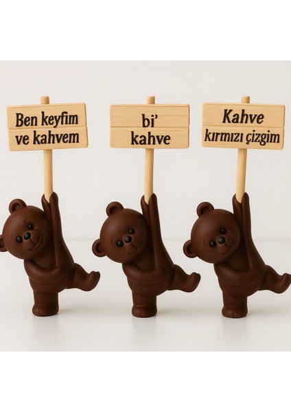 Dekoratif Ayıcık Bi Kahve Seti – Modern Minimal Ev Aksesuarı Hediyelik Obje Masa Üstü Dekoratif Süs