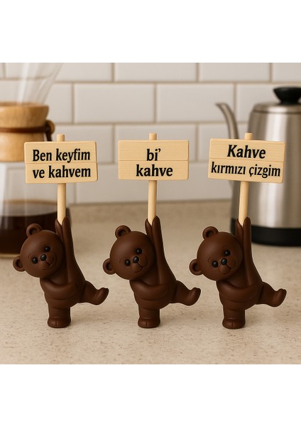 Dekoratif Ayıcık Bi Kahve Seti – Modern Minimal Ev Aksesuarı Hediyelik Obje Masa Üstü Dekoratif Süs modelleri