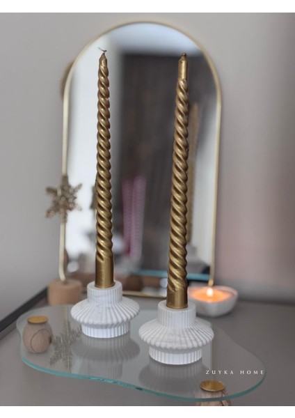 Çizgili Şamdan Seti 2 Li Dekoratif Mumluk Şık Tasarım modelleri