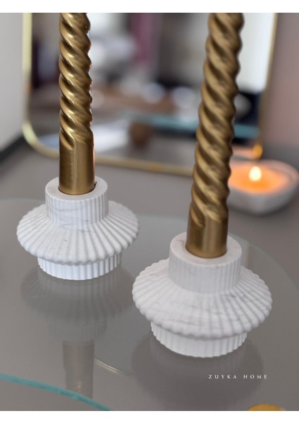 Çizgili Şamdan Seti 2 Li Dekoratif Mumluk Şık Tasarım fırsatları