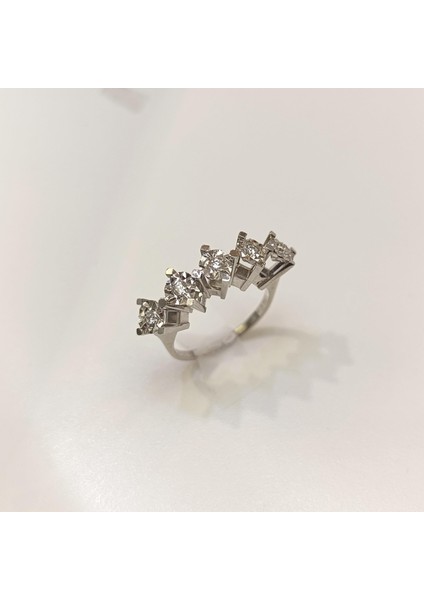 0.20CT Efekli Beş Taş Pırlanta Taşlı Yüzük 14 Ayar Altın Hd Videolu fiyatları