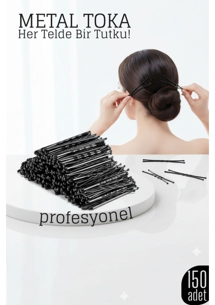150’LI Siyah Metal Tel Toka Seti – Profesyonel Saç Şekillendirme Için 722416