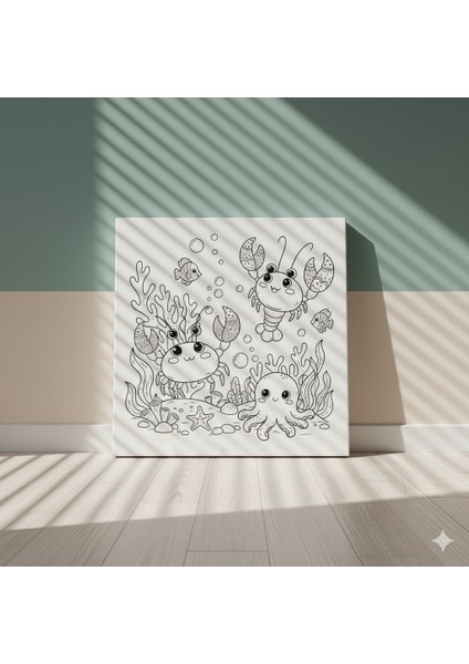 Çocuklar Için Deniz Altı Canlıları Çizimi Tuvali Eğitici ve Eğlenceli Boyama Seti modelleri