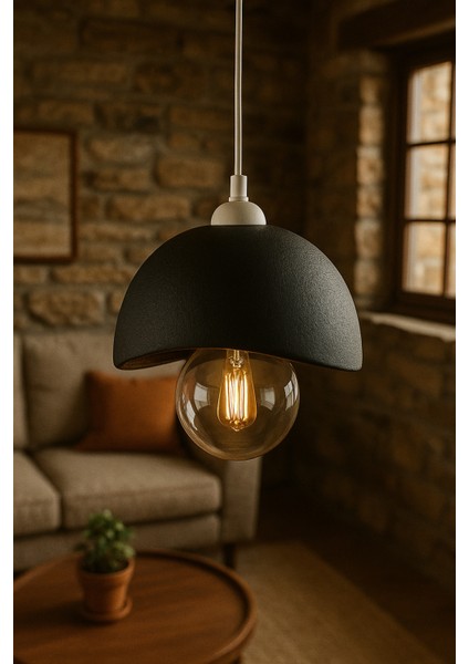 Siyah Beton Görünümlü Modern Sarkıt Avize, Vegan, Toz Tutmayan Salon, Oturma Odası, Çocuk Odası fırsatları