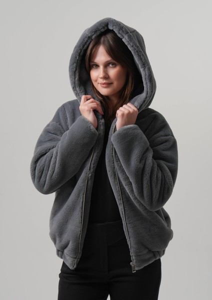 Amaya Kadın Mont Kapüşonlu Kadın Peluş Rabit Mont modelleri