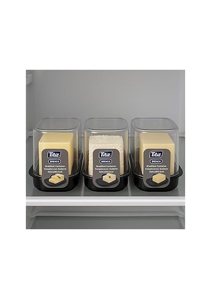 Titiz Plastik Içiçe Geçmeli 3'lü Kahvaltılık Seti Gri