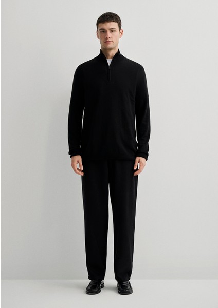 Kaşmir Karışımlı Yarı Fermuarlı Siyah Kazak 0710247-900 modelleri