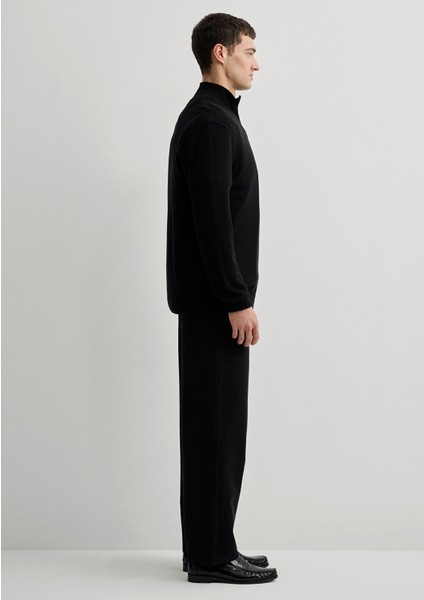 Kaşmir Karışımlı Yarı Fermuarlı Siyah Kazak 0710247-900 indirimleri