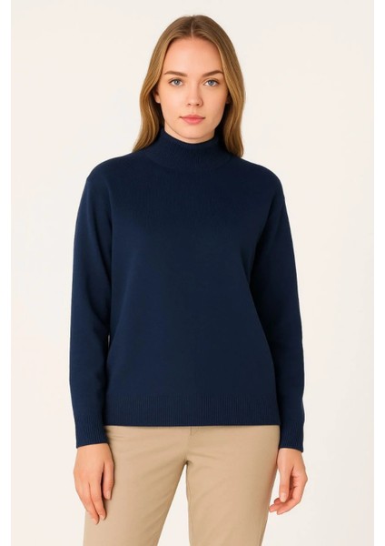 Kadın Yarım Boğaz Triko Kazak Yumuşak Dokulu Pamuklu Ince Dokuma, Uzun Kollu Rahat Regular Kalıp modelleri