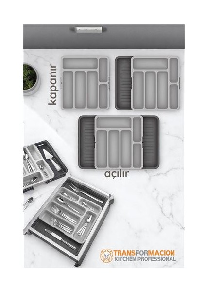 Hsnet Çift Taraflı Uzayabilen Ayarlı Çekmece Içi Kaşıklık