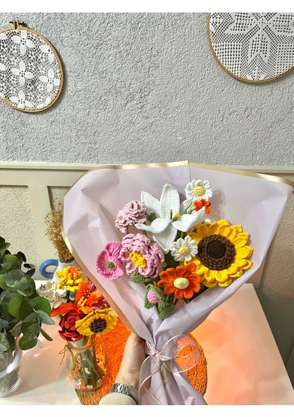 Örgü Çiçek Buketi
