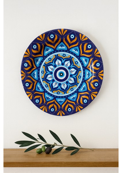 Metal Nazar Desenli Dekoratif Duvar Tabağı – Etnik Mandala Motifli Askılı Metal Duvar Süsü fiyatları
