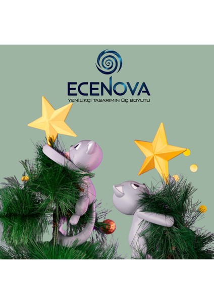 Gri 3D Kedi Yıldız Yılbaşı Ağacı Süsü, Sevimli ve Şık Dekorasyon Seçeneği fiyatları