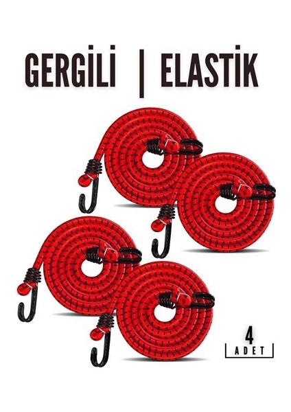 Turk Gergili Bagaj Lastiği 2 Kancalı 4 Lü Paket