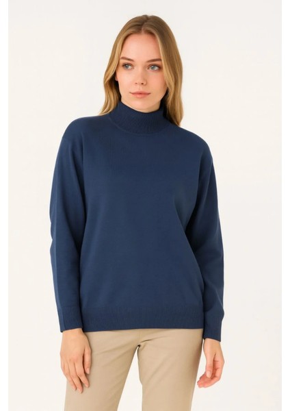 Kadın Yarım Boğaz Triko Kazak Yumuşak Dokulu Pamuklu Ince Dokuma, Uzun Kollu Rahat Regular Kalıp modelleri