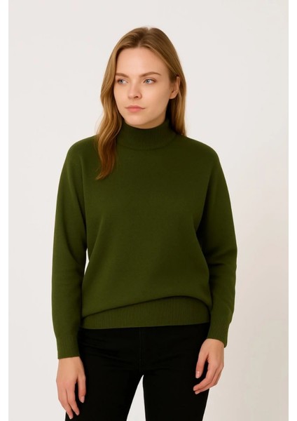 Kadın Yarım Boğaz Triko Kazak Yumuşak Dokulu Pamuklu Ince Dokuma, Uzun Kollu Rahat Regular Kalıp modelleri