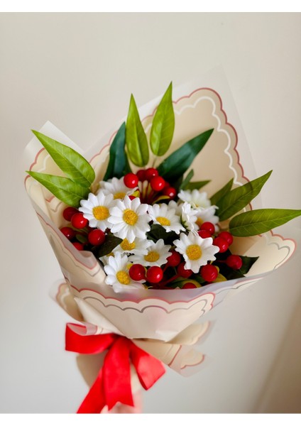 Beyaz Yapay Yılbaşı Çiçek Buketi Hediye Kutulu modelleri