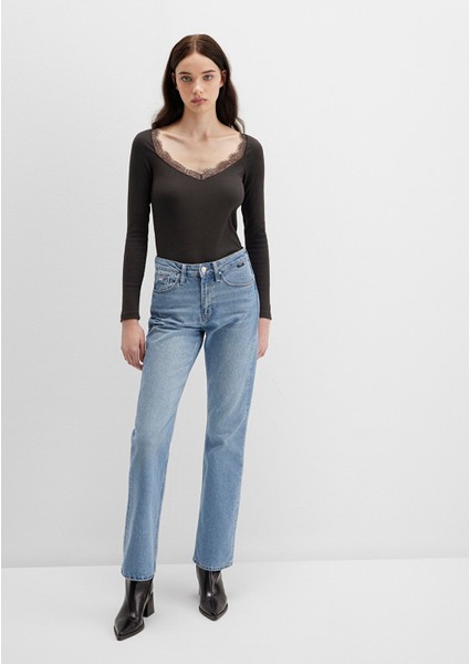 Uzun Kollu Kahverengi Tişört 1613851-70262 fiyatları