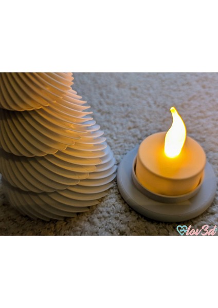 Yılbaşı Temalı Beyaz Çam Ağacı Süsü Mumluk Dekorasyon modelleri