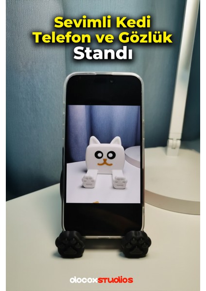 Sevimli Kedi Telefon ve Gözlük Standı