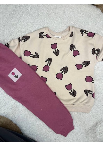 Kız Bebek Lale Baskılı Sweatshirt & Eşofman Alt Takım fiyatları