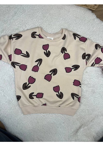Kız Bebek Lale Baskılı Sweatshirt & Eşofman Alt Takım fırsatları
