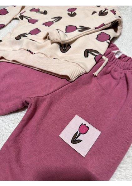 Kız Bebek Lale Baskılı Sweatshirt & Eşofman Alt Takım indirimleri