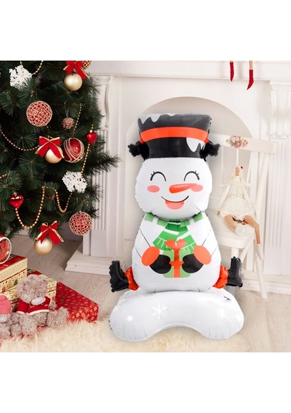 Yılbaşı Temalı Beyaz Folyo Balon, Ayaklı Kardan Adam Dekoru