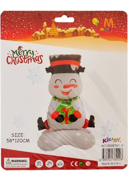 Yılbaşı Temalı Beyaz Folyo Balon, Ayaklı Kardan Adam Dekoru fiyatları