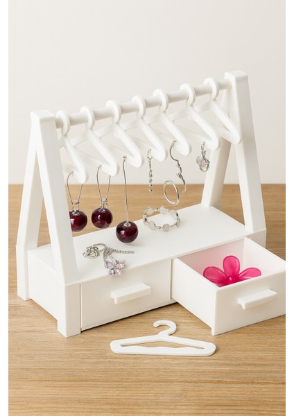 Mini Askılı Takı Düzenleyici Mücevher Standı Çekmeceli Takı Organizeri