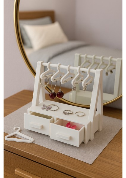 Mini Askılı Takı Düzenleyici Mücevher Standı Çekmeceli Takı Organizeri