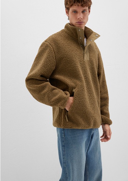 Dik Yaka Kahverengi Sweatshirt 0110737-70362 fiyatları